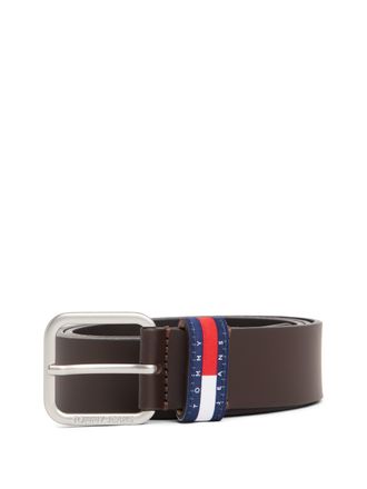Tommy Jeans Lederg&uuml;rtel TOMMY JEANS TJM RYAN 3.5 cm breit, Herren, Gr. 11,5, braun (schwarz braun), Rindsleder, G&uuml;rtel Lederg&uuml;rtel, mit Logo auf G&uuml;rtelschlaufe