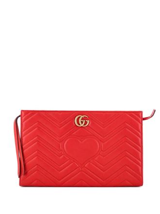 Gucci GG Marmont Matelasse Leather clutch bag - women - Calf Leather - One Size - Red