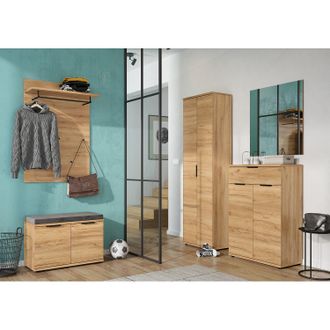 Germania home24 Germania Schuhkommode Fremont Eiche Navarra Dekor Spanplatte Modern 75x108x37 cm (BxHxT)