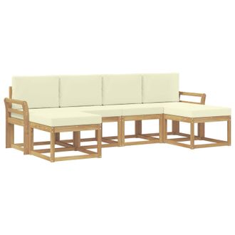 vidaXL Conjunto De Sof&aacute;s De Exterior 6 Pcs Blanco Y Crema Poli&eacute;ster Vidaxl