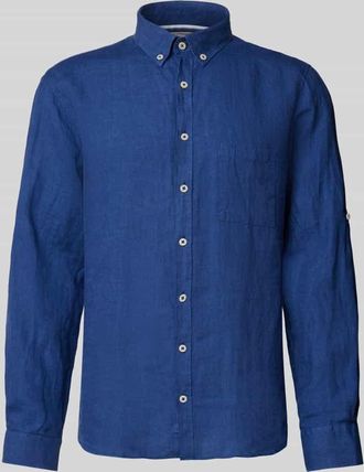 Brax Brax Modern Fit Leinenhemd mit Brusttasche Modell Dirk in Marine, Gr&ouml;&szlig;e XXL