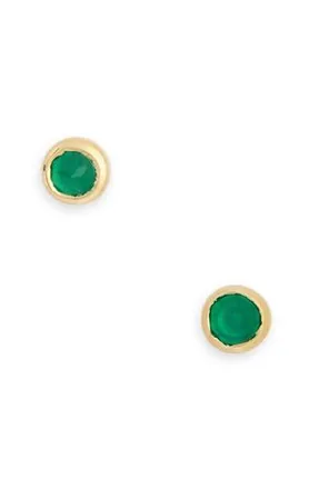 Monica Vinader Mini Green Onyx Stud Earrings in Yellow Gold at Nordstrom Rack