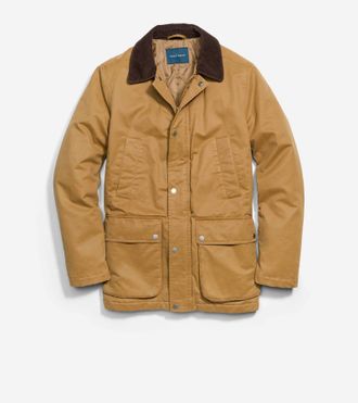 Cole Haan Mens Coated Cotton Rain Jacket - Beige Size Medium