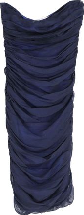 Diane Von Fürstenberg Diane Von Furstenberg Lelette Strapless Ruched Midi Dress in Navy Blue Silk