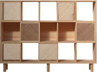 Naan Furniture Librería de pino macizo natural 6 puertas 160 cm barnizado