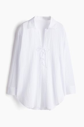 H&M Strandbluse mit Schn&uuml;rdetail - White