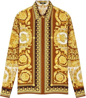 Versace Barocco Print Gold-Tone Long-Sleeved Top