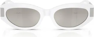 Versace 54mm Cat Eye Sunglasses in White /Grey Mirror Silver at Nordstrom