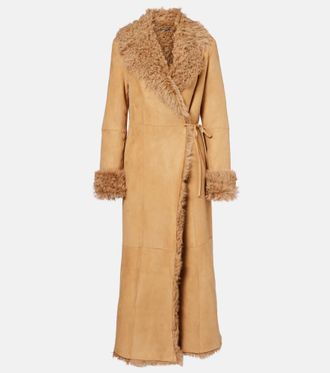 Nour Hammour Joni shearling-lined suede wrap coat