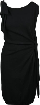 Moschino Black Draped Virgin Wool Knit Dress