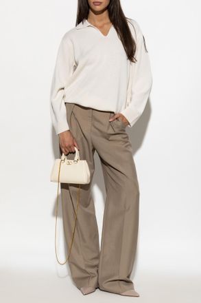 Valentino Garavani Pleated Trousers, Womens, Beige