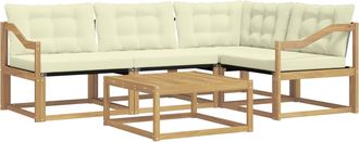 vidaXL Conjunto De Sof&aacute;s De Exterior 5 Uds. Blanco Y Crema Vidaxl