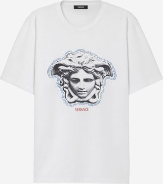 Versace Cotton T Shirt With Logo Print