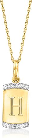RS Pure by Ross-Simons Diamond Personalized Dog Tag Pendant Necklace in 14kt Yellow Gold
