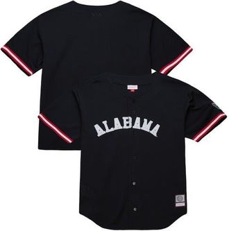 Mitchell & Ness Mens Mitchell & Ness Black Alabama Crimson Tide On The Clock Full-Button Fashion Jersey at Nordstrom, Size X-Large