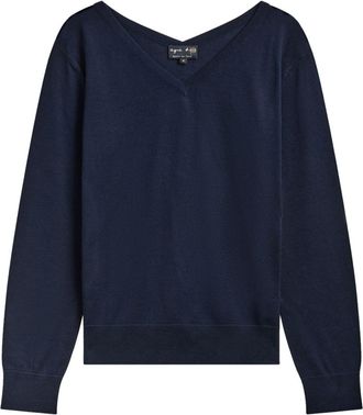 agnès b. Point dIronie-print cotton jumper - women - Cotton - 2 - Blue