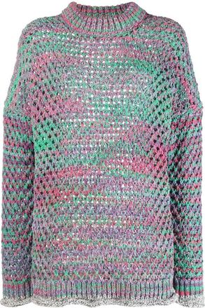 The Attico crew neck crocheted jumper - women - Cotton/Polyamide - 42 - Pink