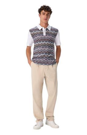 Missoni Short Sleeve Polo With Geometric Zigzag Pattern in Multicoloured at Nordstrom, Size X-Large