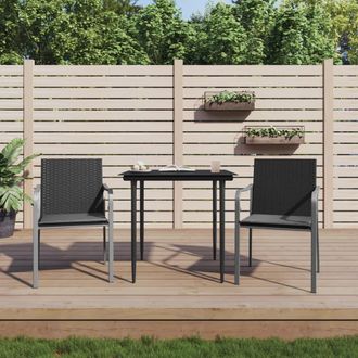 vidaXL Juego Comedor Jard&iacute;n 3 Piezas Y Cojines Rat&aacute;n Sint&eacute;tico Y Acero Vidaxl