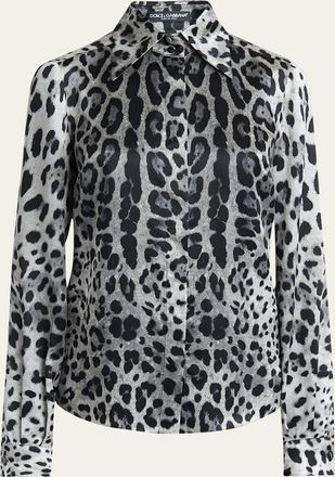 Dolce & Gabbana Animal Print Button Down Blouse