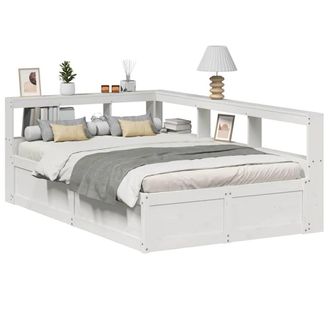 Berkfield Home Bookcase Bed without Mattress White 160x200cm Solid Wood Pine | Size: 160x200 cm