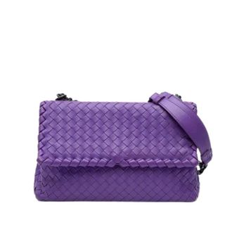 Bottega Veneta Pre-owned Cross Body Bags, female, Purple, Size: ONE SIZE Pre-owned Leather Shoulder Bag