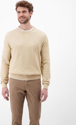 Lerros Strickpullover LERROS, Herren, Gr. XXL, blau (tender beige), Strick, Obermaterial: 100% Baumwolle, unifarben, regular fit taillenbedeckt, Rundhals, Ri