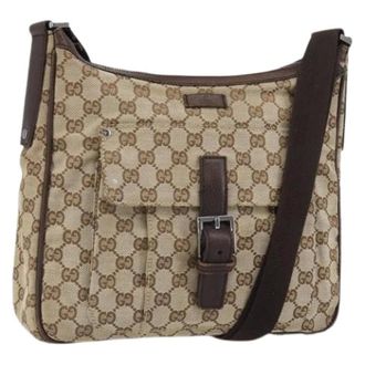 Gucci Pre-owned Cross Body Bags, female, Beige, Size: ONE SIZE Pre-owned Canvas Cross Body Bag