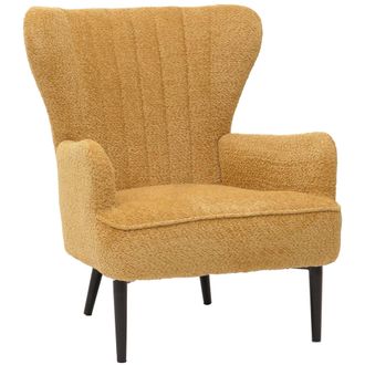 Hhg Sill&oacute;n Hhg 060, C&oacute;ctel/sill&oacute;n De Orejas Sill&oacute;n Tapizado Retro Vintage Tejido Chenilla (500g/m&sup2;) Oeko-tex, Amarillo