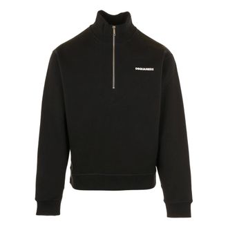 Dsquared2 Sweatshirts, male, Black, Size: M Cotton Sweatshirt With Zip
