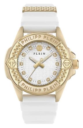 Philipp Plein Plein Majesty Silicone Strap Watch, 38mm in Gold1 at Nordstrom
