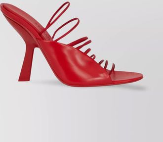 Ferragamo almond toe leather sandals with shaped heel