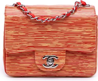 Chanel Pre-owned Womens Striped Crossbody Chain Bag - Orange Leather - One Size
