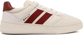 Bally Roomwit Donkerrode Leren Sneakers - Heren - Sneakers - Wit - 42 EU - Leer - Schoenen