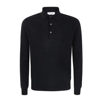 FILIPPO DE LAURENTIIS Round-neck Knitwear, male, Black, Size: 2XL Cashmere Wool Polo Neck Sweater