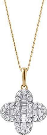 LuvMyJewelry Alina 0.5 Cts 14K Gold Baguette & Round Cut Diamond Clover Pendant with Optional Chain in Yellow Gold With Chain at Nordstrom