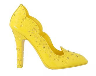 Dolce & Gabbana Yellow Crystal Heels CINDERELLA Womens Shoes