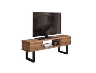 HOGAR 24 Mueble tv dise&ntilde;o industrial vintage madera maciza 2 puertas y estante