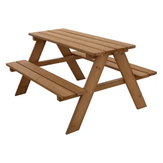 ML Design Ml-design Set Di Sedute Da Esterno Per Bambini Marrone In Legno Massiccio Set Con 2 Panche E Tavolo Da Picnic Da Giardino Con 4 Sedute Mobili Con 2 Pa