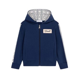 Roberto Cavalli Monogram Zip Hoodie Jacket - male - Roberto Cavalli - Kids Sweatshirts - Blue - 6 M - Kids