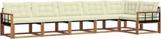 vidaXL Conjunto De Sof&aacute;s De Exterior 6 Uds. Natural Y Crema Vidaxl