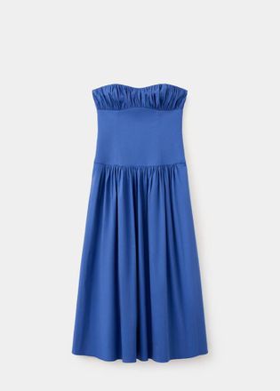 Mango Vestito senza spalline increspato blu - Donna - S - MANGO