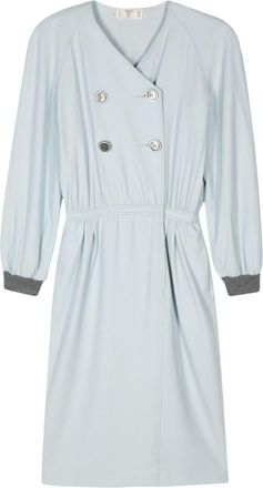 Valentino Garavani 1980s wool midi dress - women - Wool/Cupro - 42 - Blue