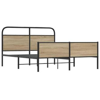 Berkfield Home Metal Bed Frame without Mattress Smoked Oak 180x200 cm Super King in Brown