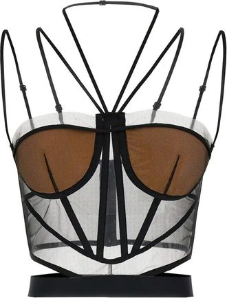 Nensi Dojaka Sheer-Panelled Corset Top - Womens - Polyamide