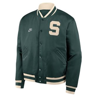 Nike Michigan State Legacy Nike Mens College Full-Snap Bomber Jacket in Green | 03O50E4XMST-P0K