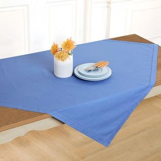 Solino Home Cotton Linen Hemstitch Table Throw 52 x 52 Inch for Dining Table, Holiday and Everyday Table Decor in Dusty Blue at Nordstrom, Size Medium