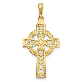 Diamond2Deal 10k Yellow Gold Celtic Cross Eternity Circle Pendant