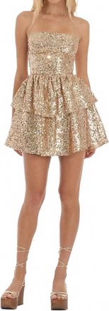 Lucy in the Sky Valerie Sequin Dress In Gold