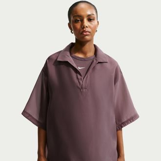 Nike Womens Nike Sportswear Oversized Sheer Top in Purple | IR1680-502